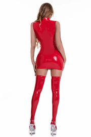 Faux Leather Bodycon Dress – Sleek Sleeveless Silhouette