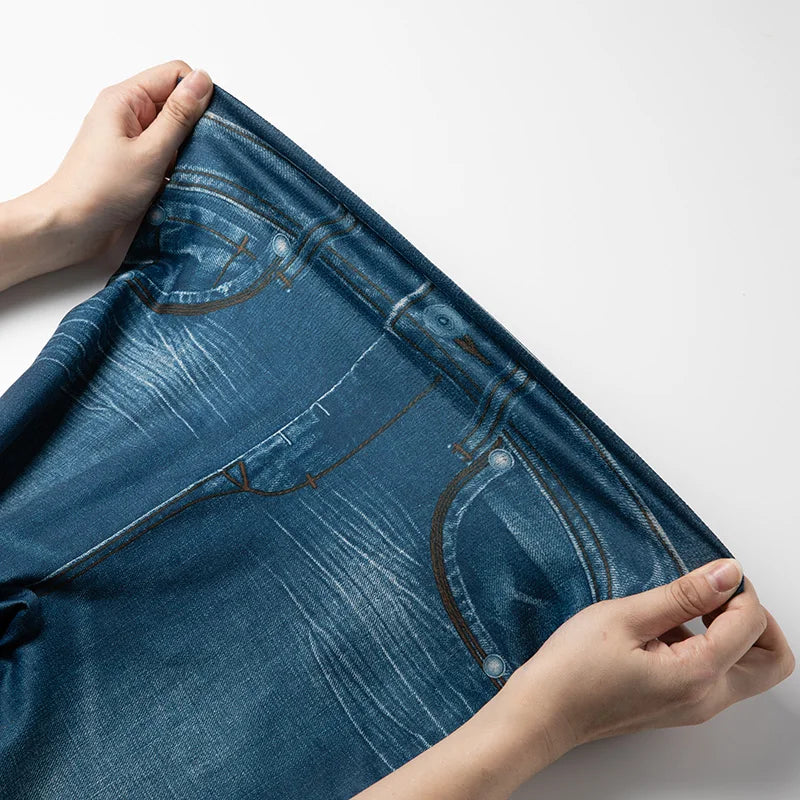 Faux Denim Leggings – High Waist Shapewear