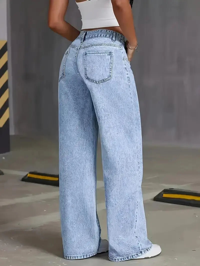 Relaxed Wide-Leg Denim Pants | OWNLUXE