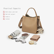 Spacious Genuine Leather Bucket Bag | OWNLUXE