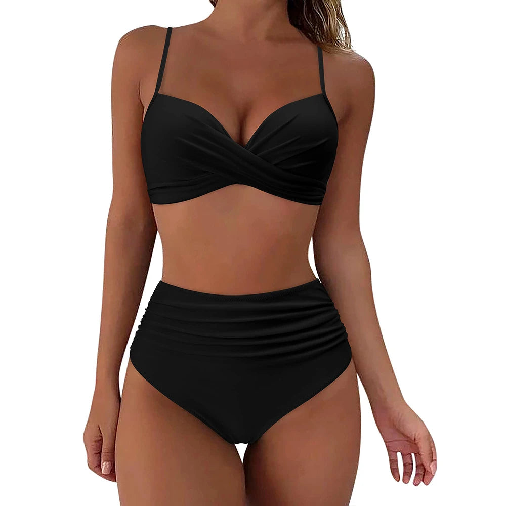 High-Waist Bikini Set – Two-Piece Stretch Swimwear