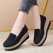 Women's Suede Platform Loafers - Slip-on Flats | OWNLUXE