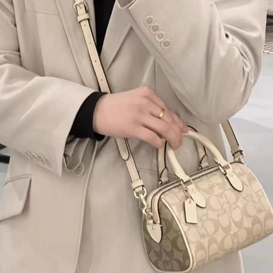 Genuine Leather Boston Bag Women Luxury Designer Handbag