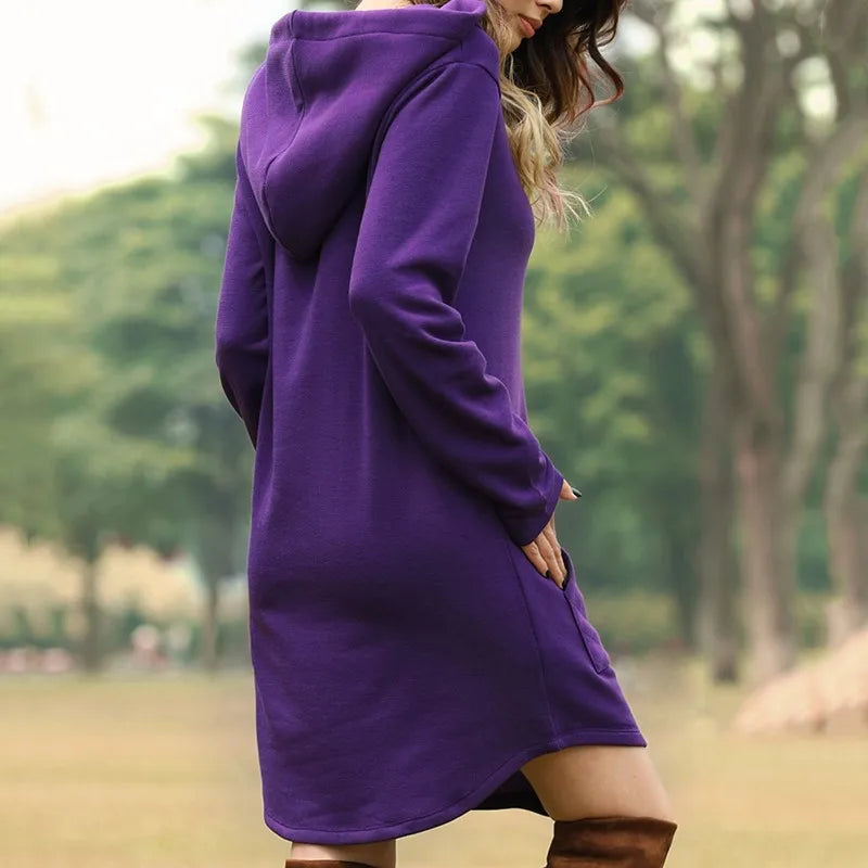 Casual Women's X-Long Hooded Pullover Hoodie