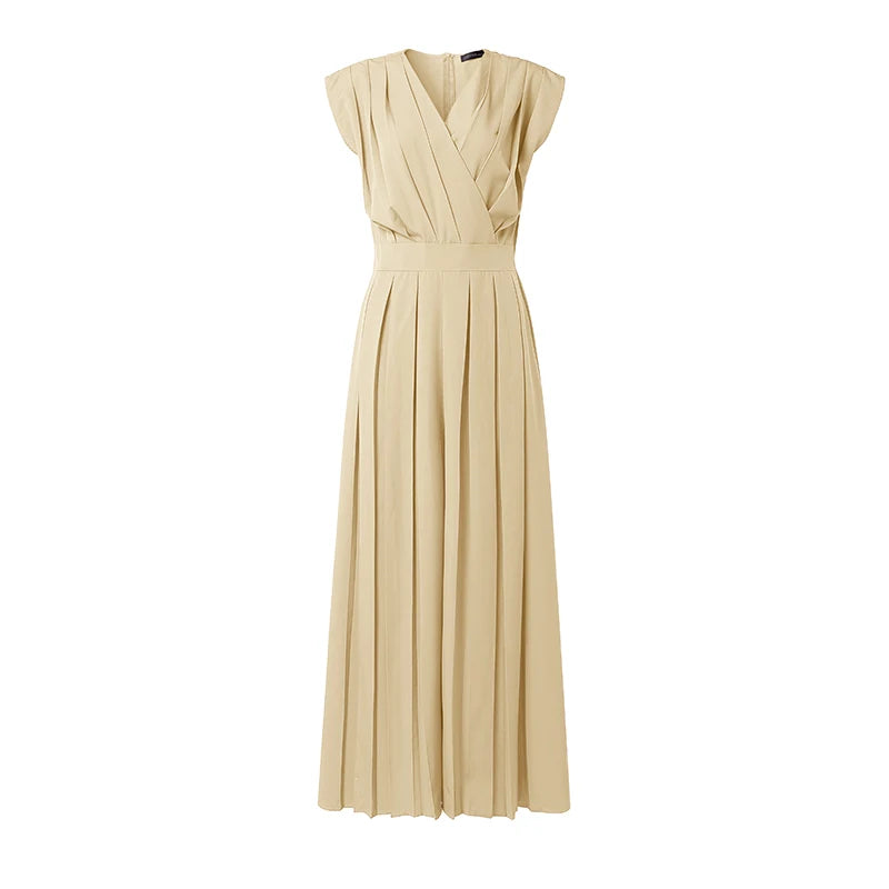 V-Neck Sleeveless Wide-Leg Minimalist Jumpsuit | OWNLUXE