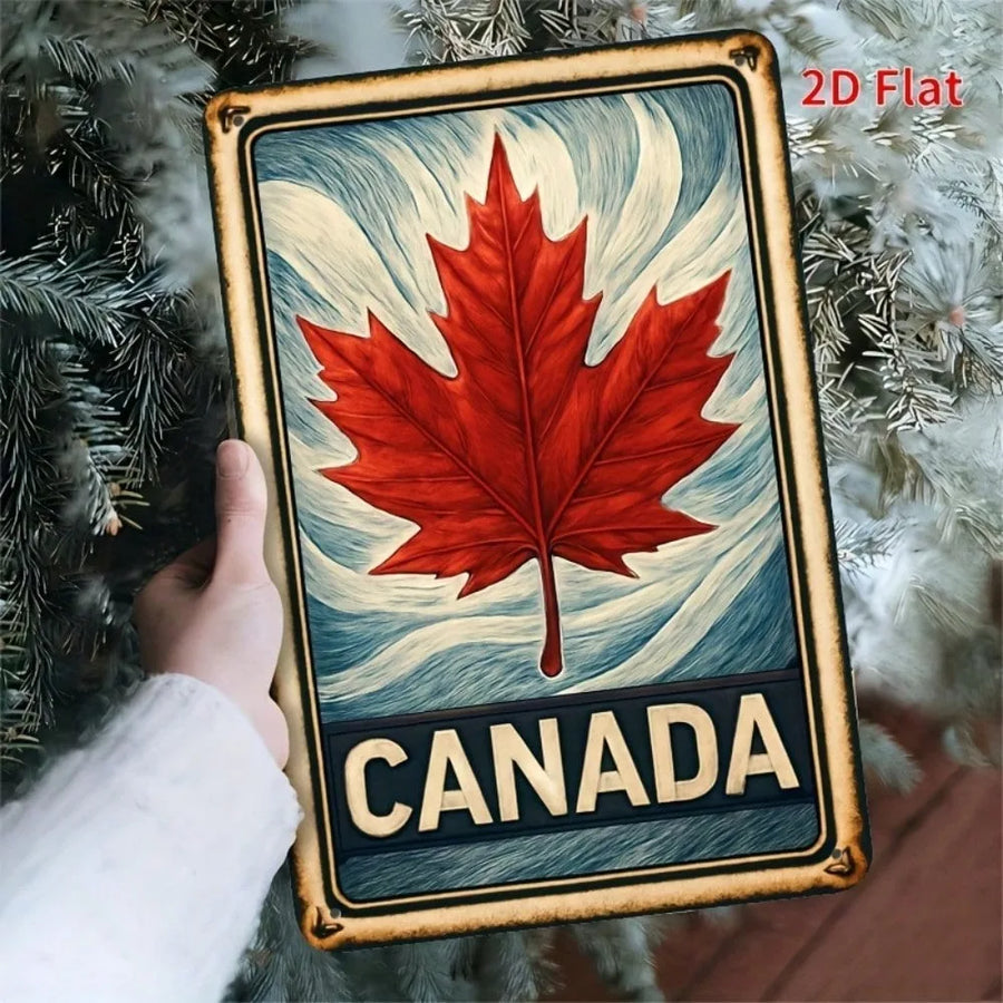 Canadian Maple Leaf Tin Sign – Vintage Rustic Metal Wall Art 8x12" | OWNLUXE