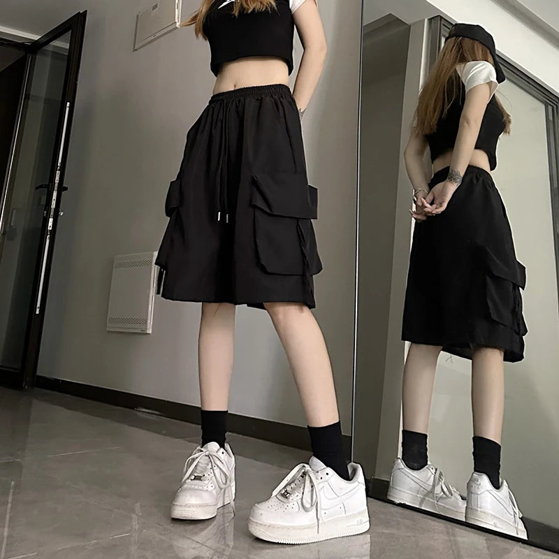 High-Waist Cargo Wide-Leg Pocket Shorts | OWNLUXE