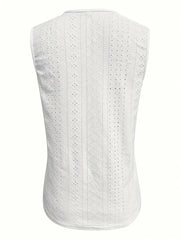 Embroidered V-Neck Sleeveless Tank Top | OWNLUXE