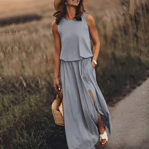 Loose Fit Summer Mini Dress – Sleeveless Above Knee Style