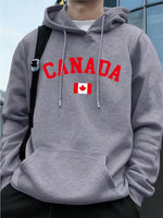 Load image into Gallery viewer, Canada Text With Flag Printing Men'S Hoodies Autumn Loose Sweatshirt Hip Hop Pocket Fleece Warm Sportswears Street Men Clothes
