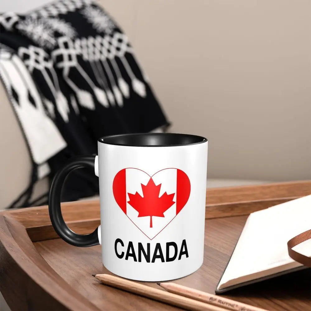 Maple Leaf Canada Canadian Is My Happy Place Mug Funny Ceramic Coffee Cups Tea Mugs Milk Cup Drinkware Gift for Friends
