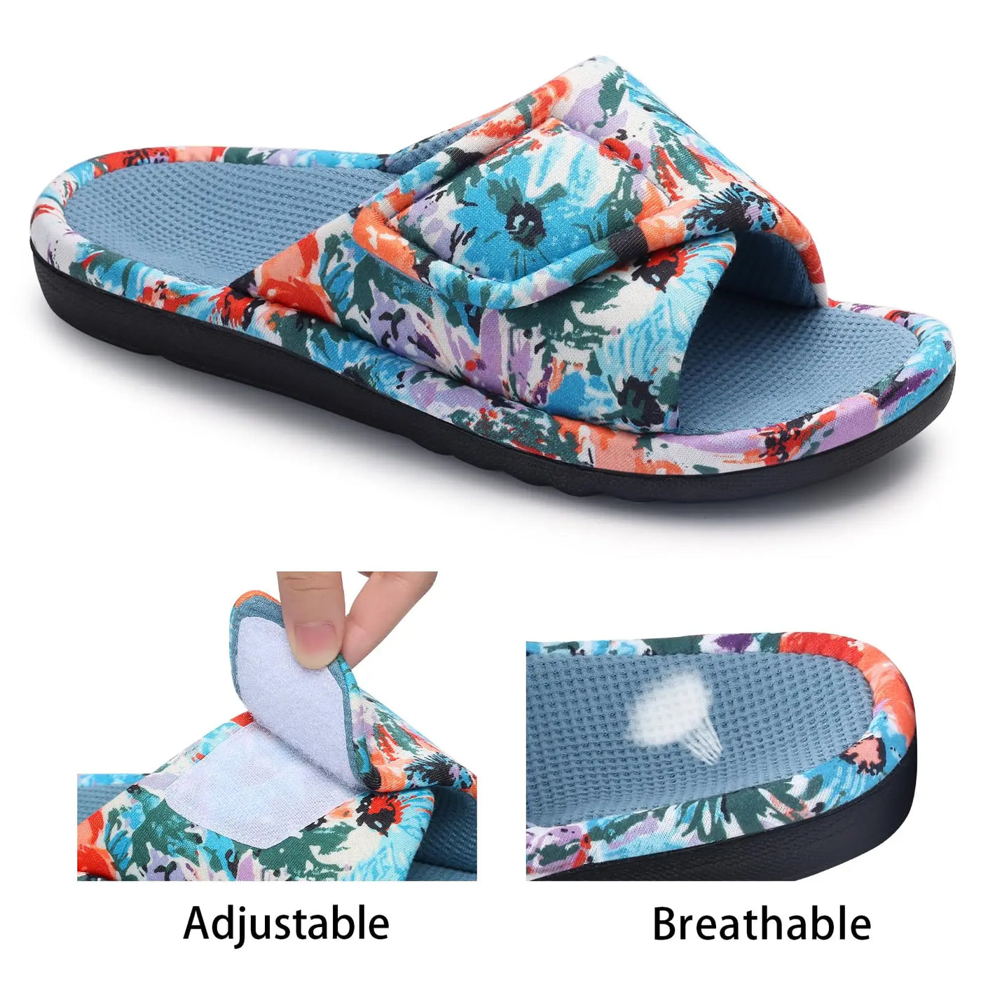 Waffle Cotton Indoor Slippers for Women with Arch Support