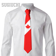 Canada Flag Emblem Neck Tie – Slim Plaid Tie for Wedding, Business & Canada Day