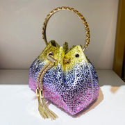 Crystal Bucket Evening Bag (Green Pink) | OWNLUXE