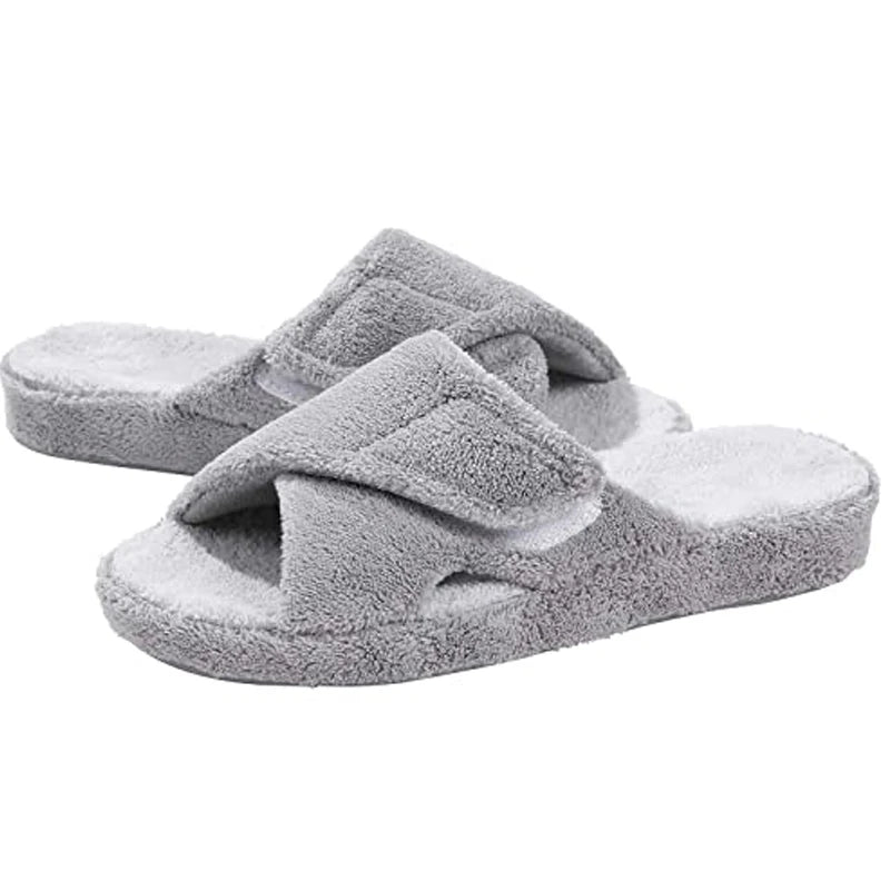 Waffle Cotton Indoor Slippers for Women with Arch Support