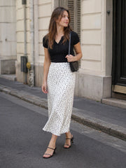 Printed Pleated Midi Vintage Skirt | OWNLUXE