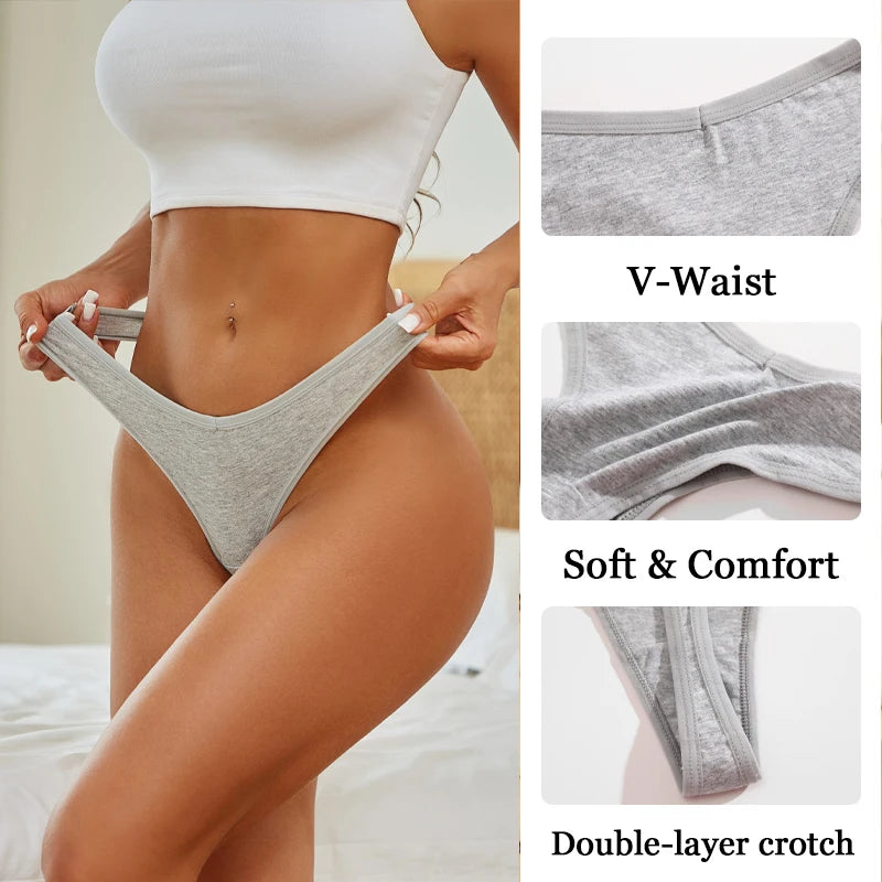 Women's Seamless Cotton Thongs 6-Pack | Low-Rise G-String | OWNLUXE