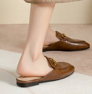 Women’s Chain Detail Flat Mules – Closed Toe Slides