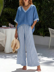 Women's Wide Leg Striped Pants | OWNLUXE