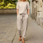 Load image into Gallery viewer, Vintage Loose Pullover &amp; Ankle-Length Pants Set – Effortless Summer Ensemble
