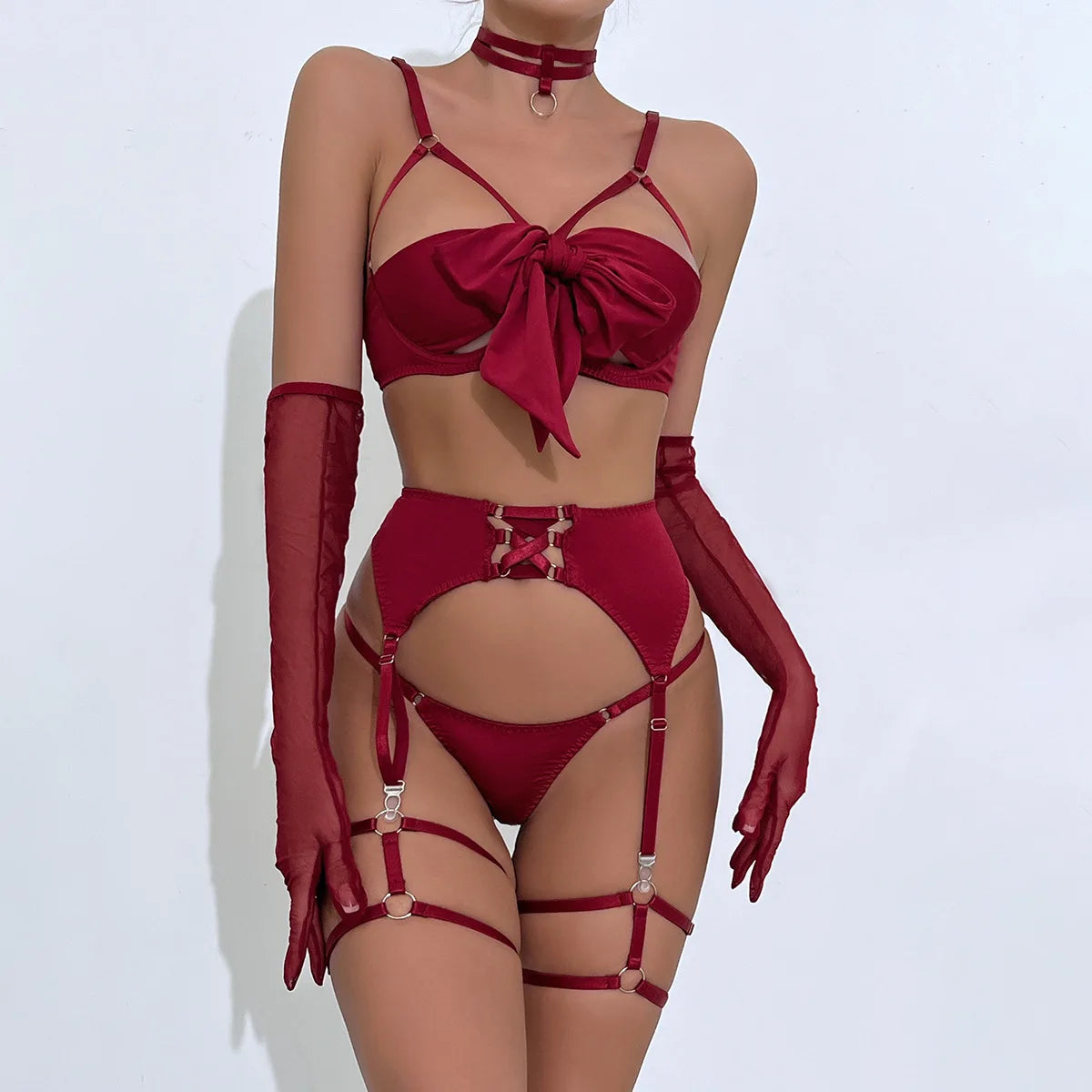 4-Piece Bow Lingerie Set | OWNLUXE
