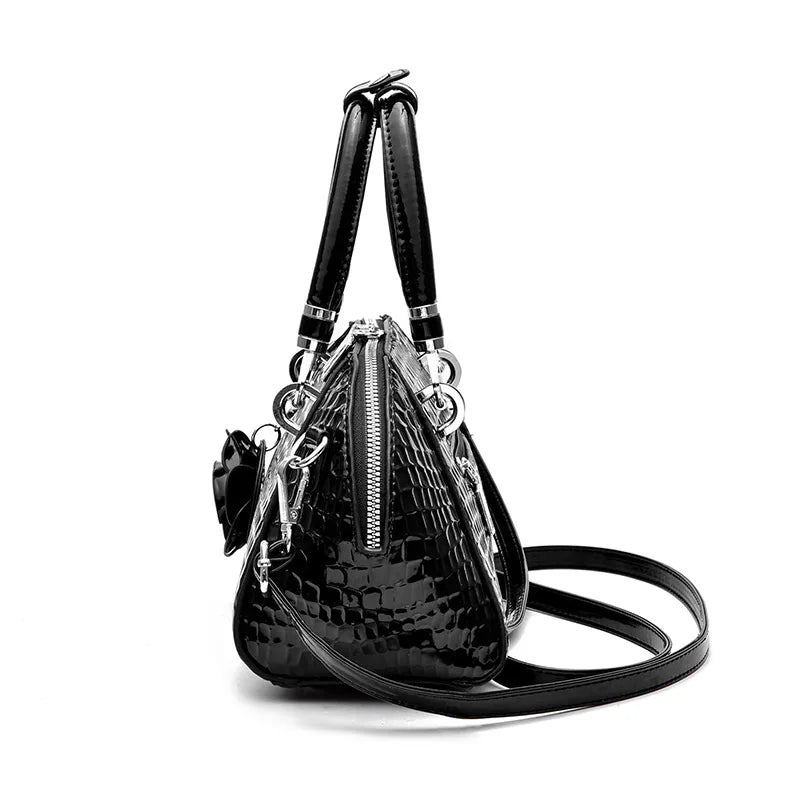 Yellow Crocodile Pattern Tote Bag - Small Shell Messenger