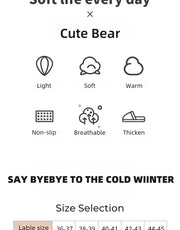 Cute Bear Fluffy Slippers – Warm Plush House Shoes