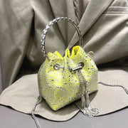Crystal Bucket Evening Bag (Green Pink) | OWNLUXE