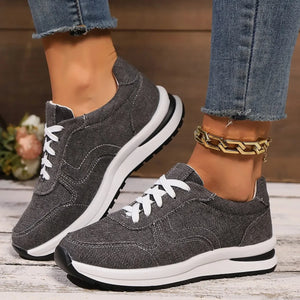 👟 Women's Denim Lace-Up Sneakers | Baskets à lacets en denim pour femme