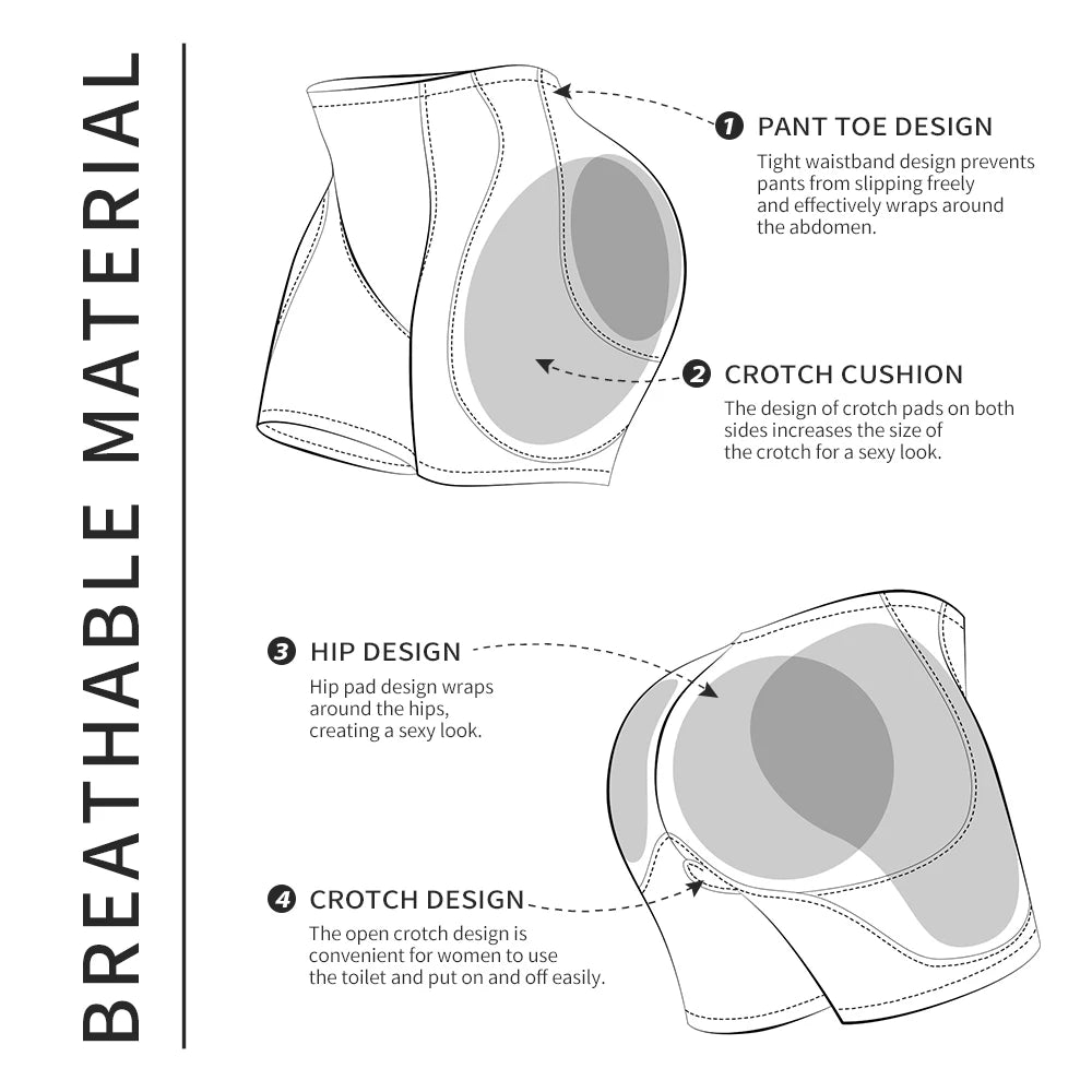 Padded Butt Lifter Shapewear Shorts - 4 Removable Pads Hip Enhancer | OWNLUXE