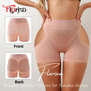 Flarixa Hollow Butt Lifter Shapewear With Open Butt Shaper Shorts Mid Waist Tummy Control Underwear Seamless Panties Women