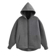 Zip-Up Long-Sleeve Pocket Relaxed-Fit Coat | OWNLUXE