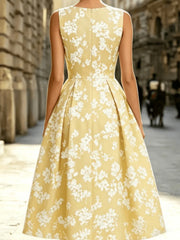 Floral Print Short-Sleeve A-Line Dress | OWNLUXE