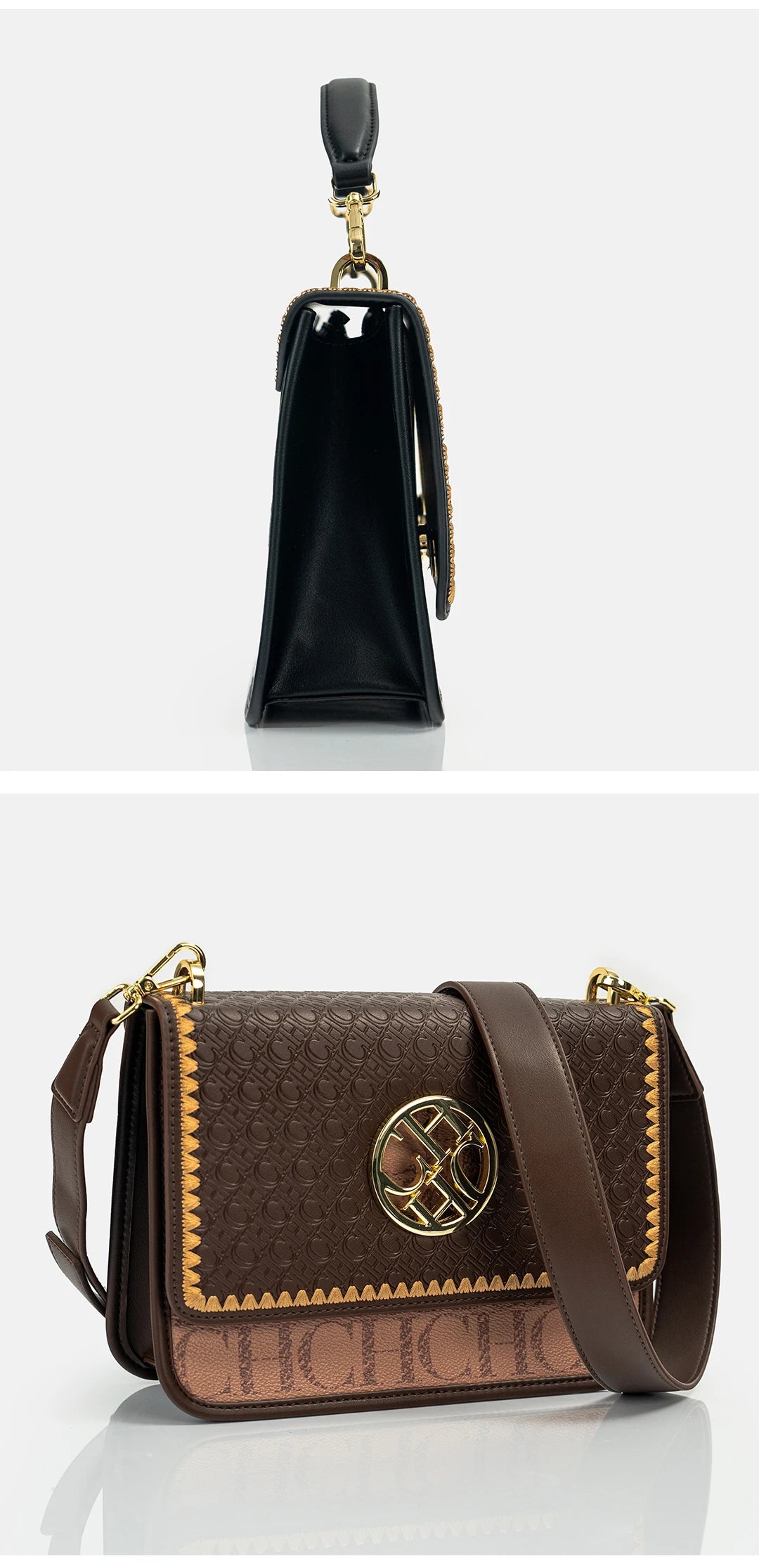 Letter Embossed Shoulder Bag - Luxury Party Handbag