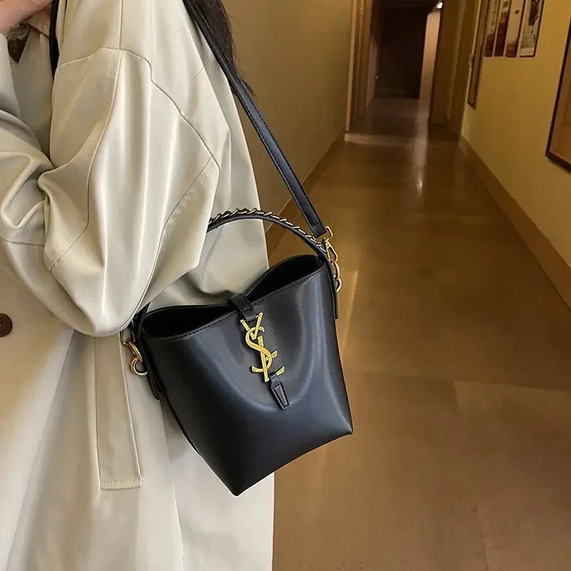 PU Leather Bucket Bag (Kaqise) | OWNLUXE