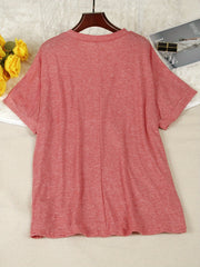 Short-Sleeve V-Neck Extended-Size Blouse | OWNLUXE