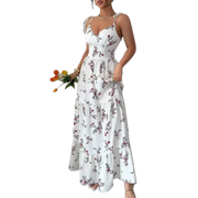 High-Waist Floral Print Bow Dress | OWNLUXE