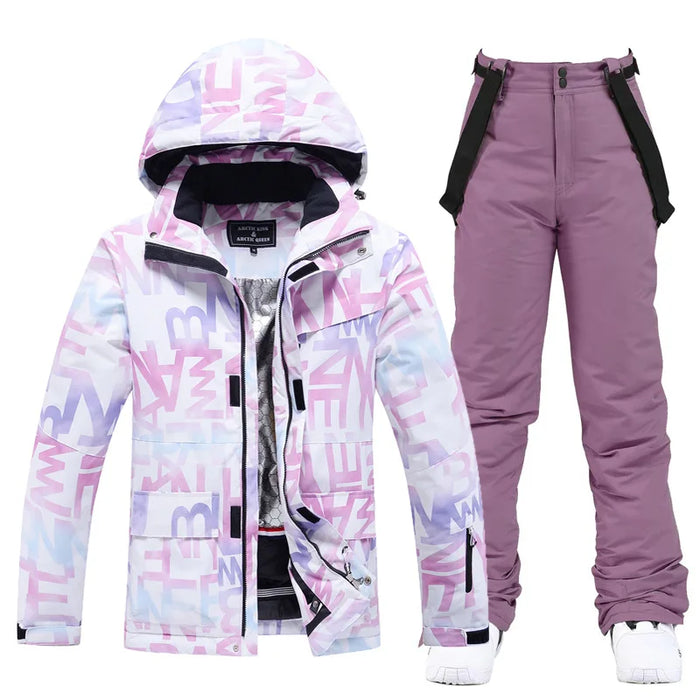 Women’s Thick Warm Ski Suit Set – Waterproof Winter Gear