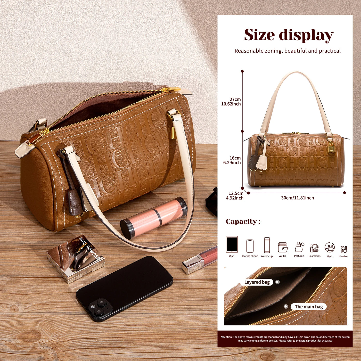 CHCH Simple Brown Pillow Bag - Soft Commuter Handbag | OWNLUXE