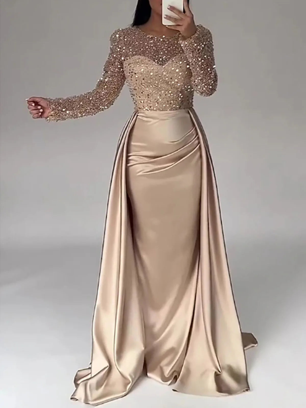 Bodycon Sequin Ruched Maxi Dress | OWNLUXE