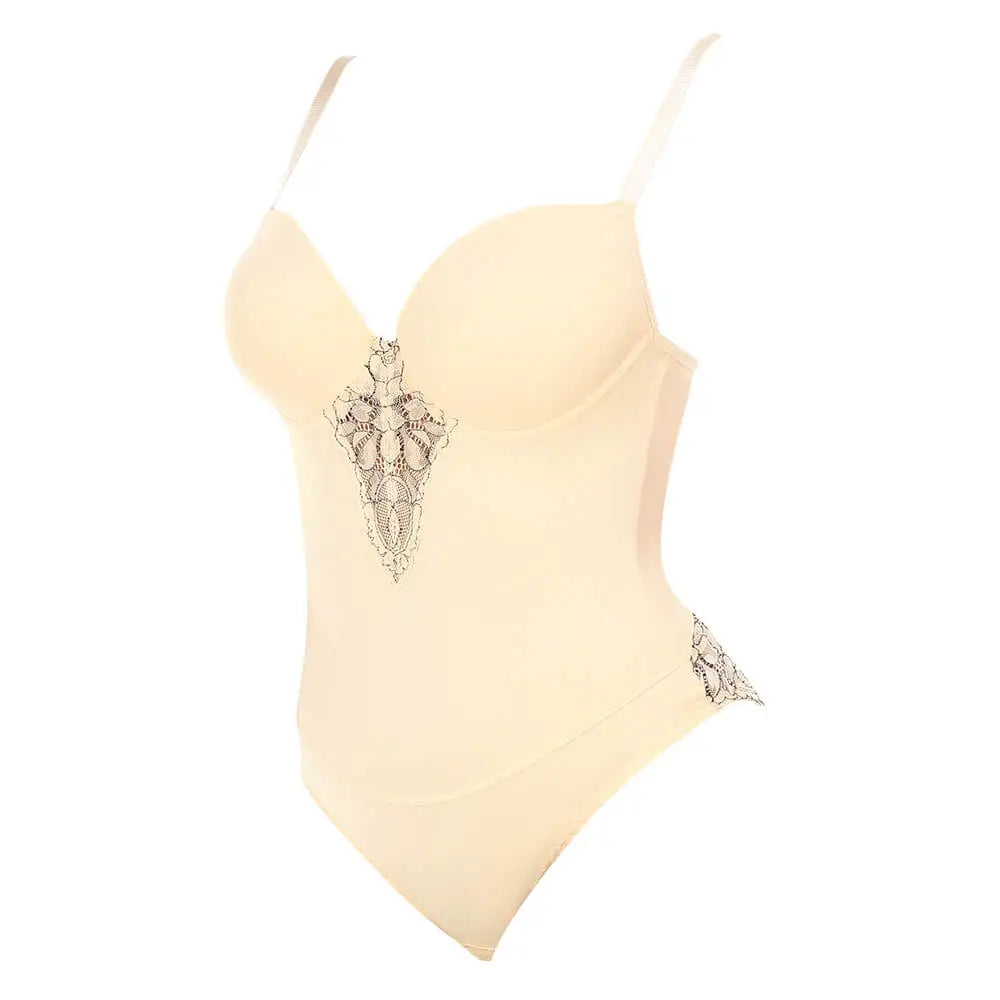 Lace Shapewear Bodysuit with Built-In Bra - Firm Control Body Shaper