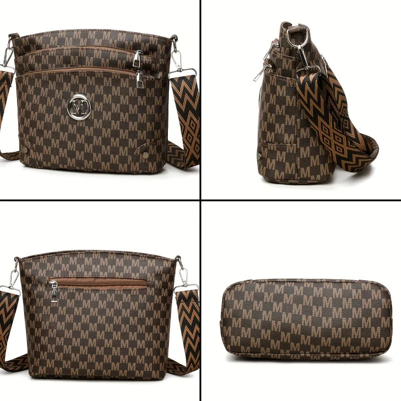 Elegant Letter Badge Bucket Bag - Multi-Pocket Crossbody Shoulder Bag | OWNLUXE