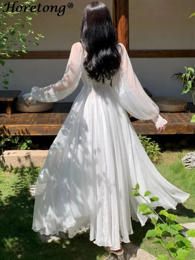 Women's High-Waist Long-Sleeve Maxi Dress | OWNLUXE