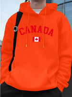 Load image into Gallery viewer, Canada Text With Flag Printing Men'S Hoodies Autumn Loose Sweatshirt Hip Hop Pocket Fleece Warm Sportswears Street Men Clothes
