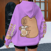 Cartoon Capybara Design Hoodies Women Men Long Sleeve Sweatshirt Spring Autmn Fun Animal Capybara Pullover Girls Cute Hoody