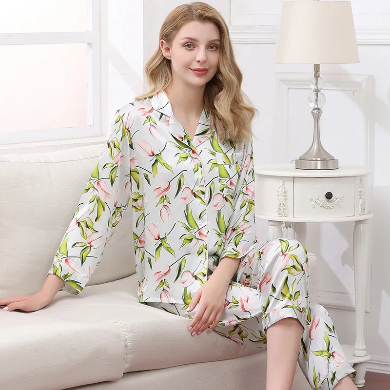 Two-Piece Satin Pajama Set (Pink Purple) – Shop at OWNLUXE