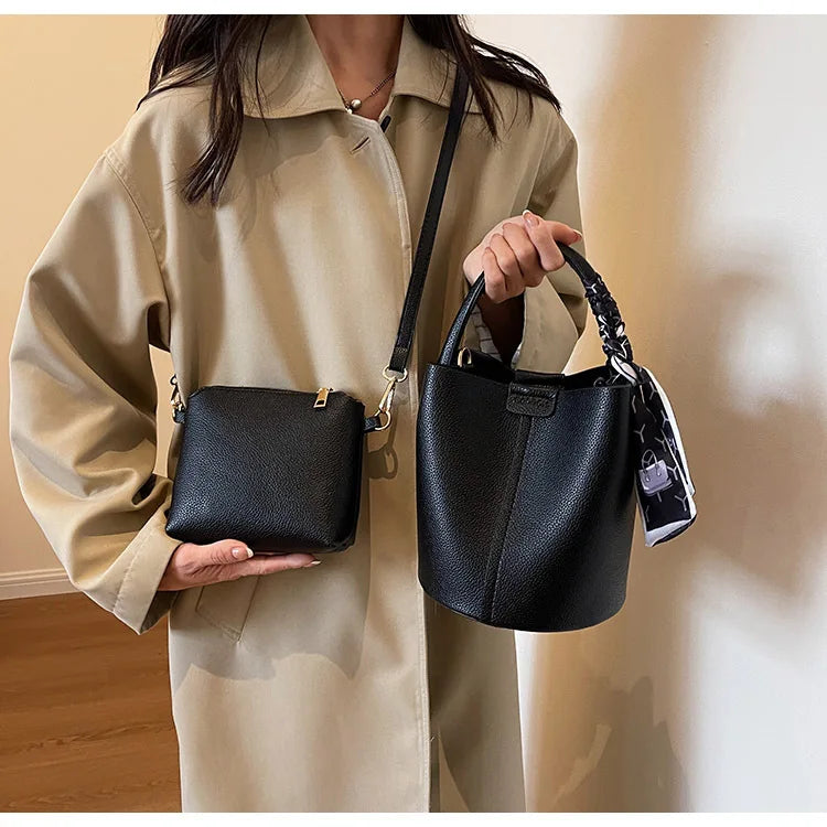 PU Leather Bucket Bag (Red) | OWNLUXE
