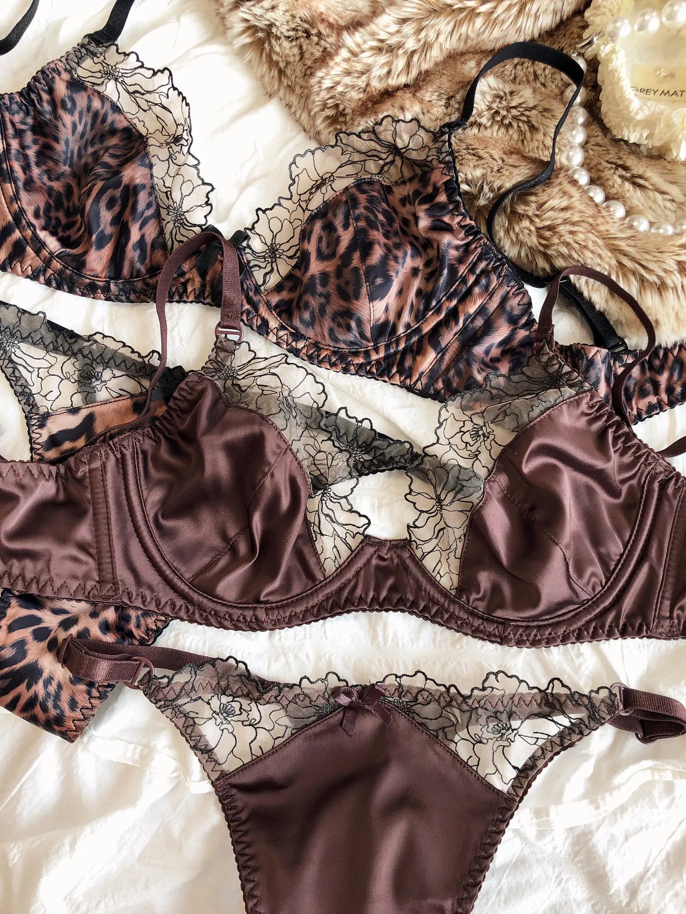 Satin Lace Leopard Print Thong Underwear | OWNLUXE