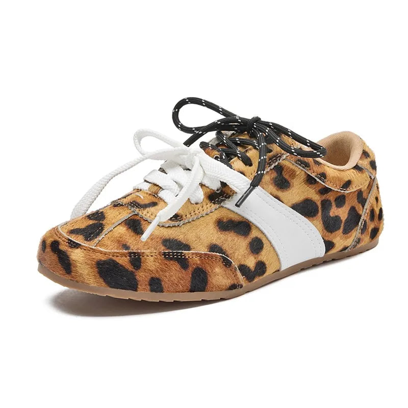 Women's Lace Leather Sneakers (Leopard Print) – Shop at OWNLUXE