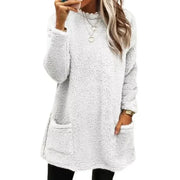 Faux Fur Lined Knit Sweater – Extra-Long Winter Pullover